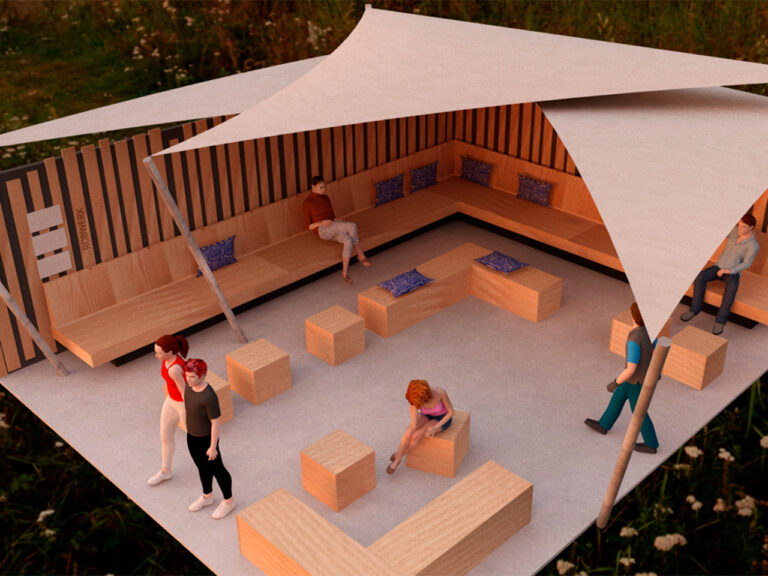 3d-impressie terras padelbaan